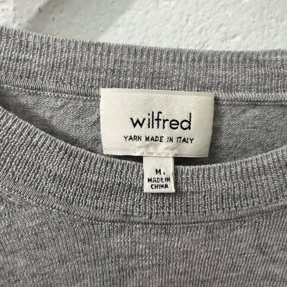 Aritzia Wilfred‎ Gray Italian Wool Asymmetrical Hem Loose Fit Pullover Sweater M - Picture 5 of 5